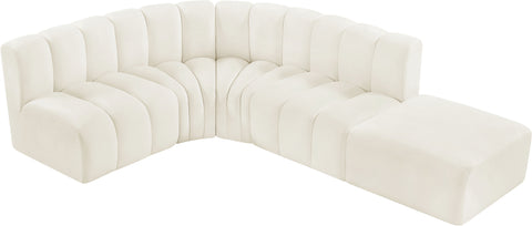 Briar Cream 127 Velvet Upholstered Modular Sectional, 5-Piece