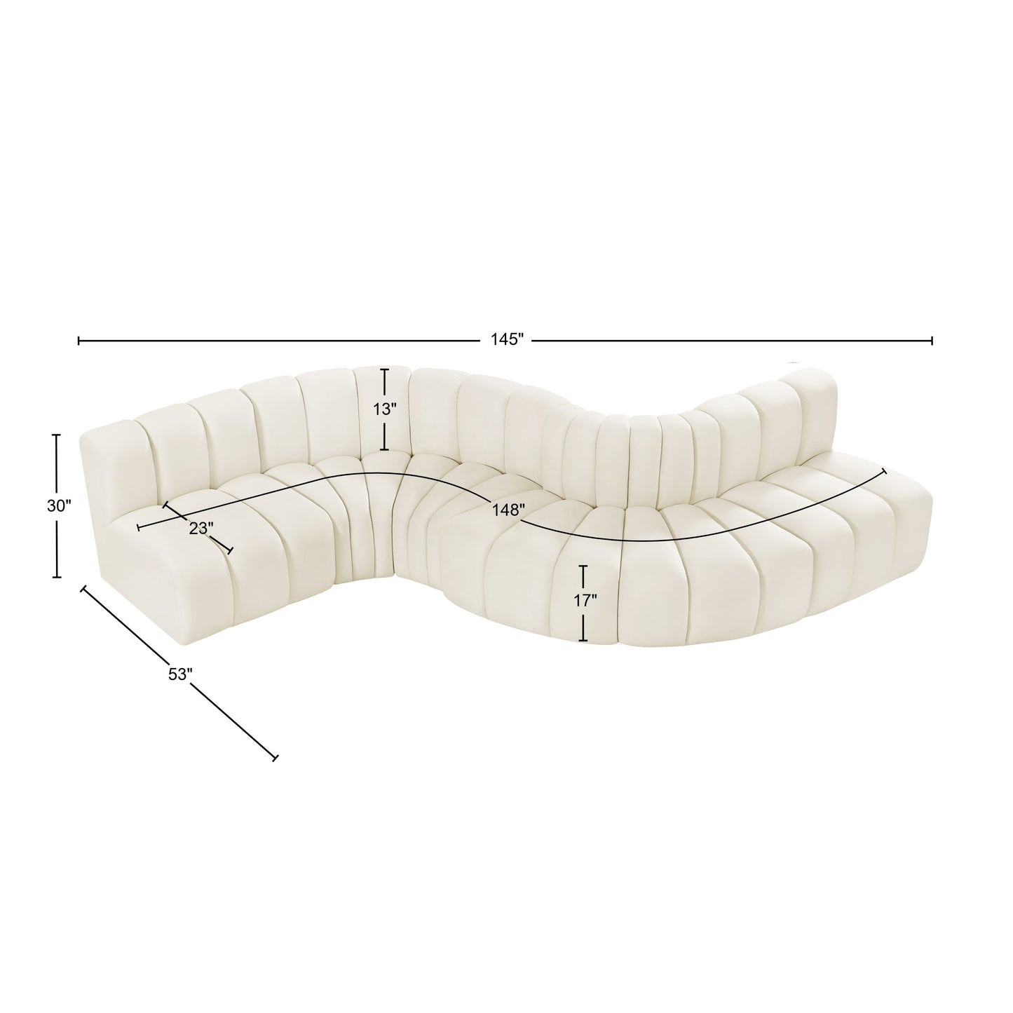 zara cream velvet modular sofa s6a