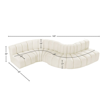 Zara Cream Velvet Modular Sofa S6A