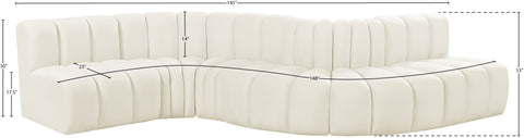 Briar Cream 145 Velvet Upholstered Modular Sectional , 6-Piece (Style 1)