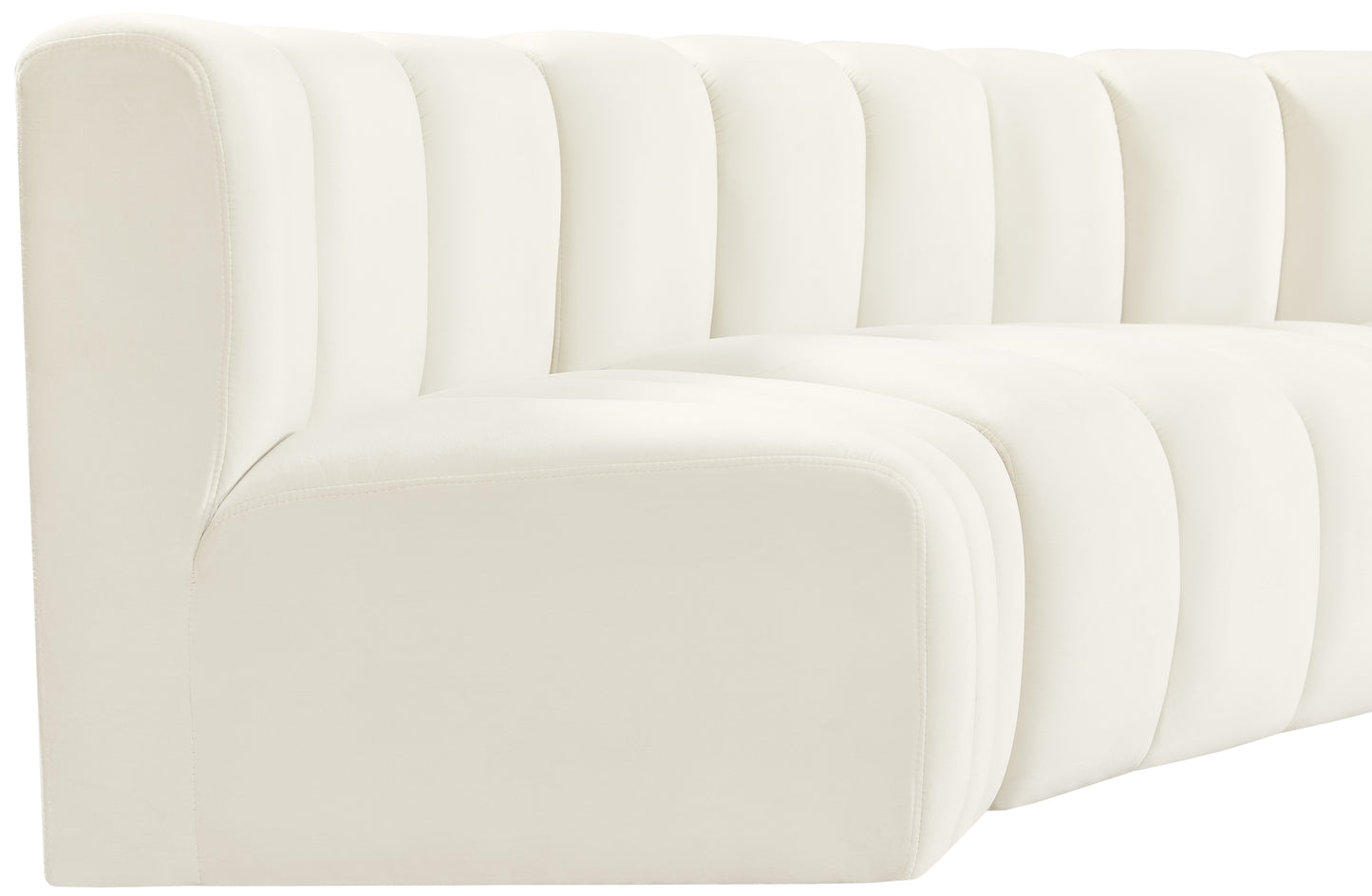 zara cream velvet modular sofa s6a