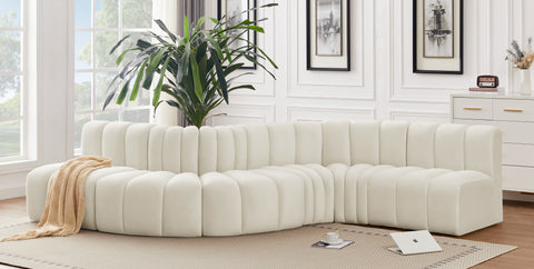 Briar Cream 145 Velvet Upholstered Modular Sectional , 6-Piece (Style 1)