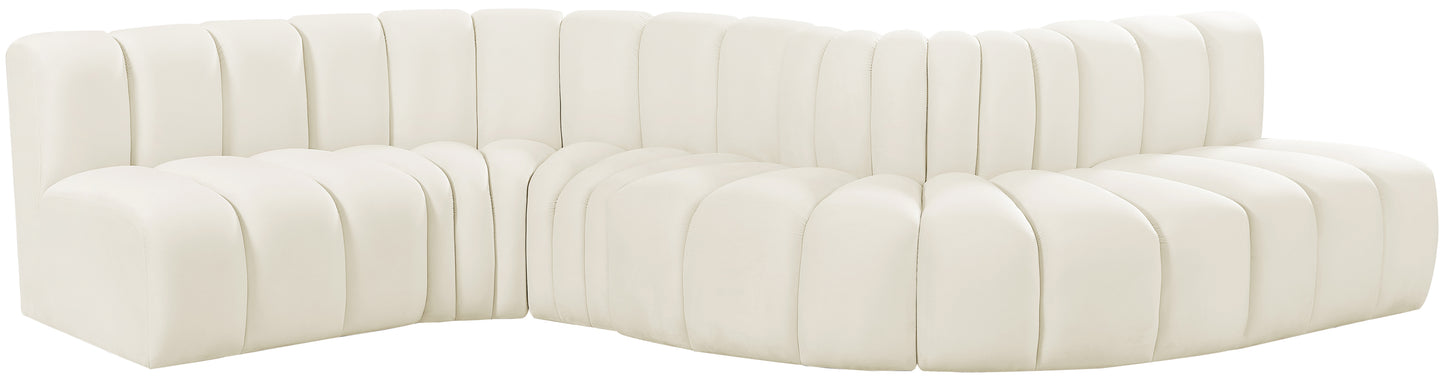 zara cream velvet modular sofa s6a