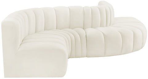Briar Cream 145 Velvet Upholstered Modular Sectional , 6-Piece (Style 1)