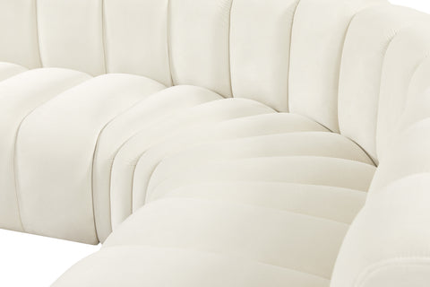 Briar Cream 145 Velvet Upholstered Modular Sectional , 6-Piece (Style 1)