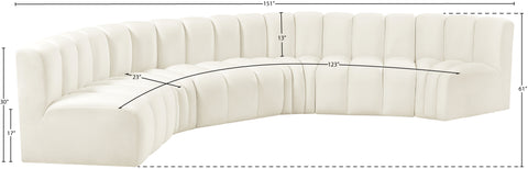 Briar Cream 151 Velvet Upholstered Modular Sectional, 6-Piece