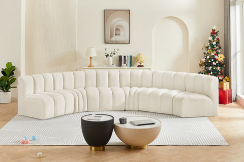 Briar Cream 151 Velvet Upholstered Modular Sectional, 6-Piece