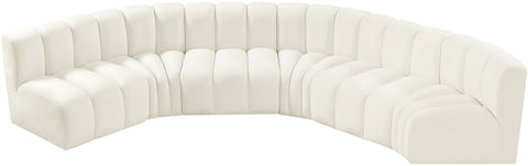 Briar Cream 151 Velvet Upholstered Modular Sectional, 6-Piece
