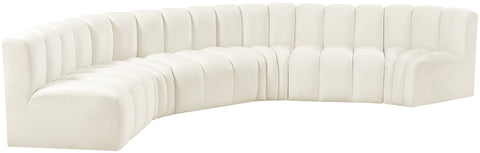 Briar Cream 151 Velvet Upholstered Modular Sectional, 6-Piece