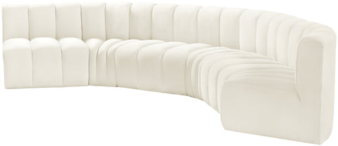 Briar Cream 151 Velvet Upholstered Modular Sectional, 6-Piece