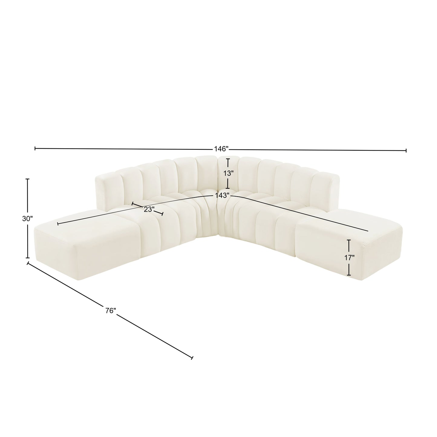 zara cream velvet modular sofa s6c