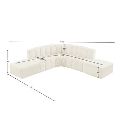 Zara Cream Velvet Modular Sofa S6C