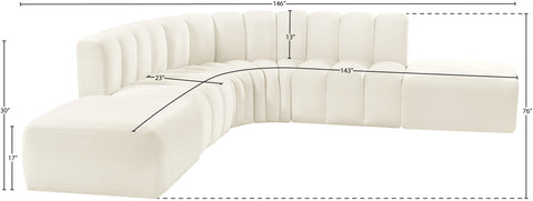 Briar Cream 146 Velvet Upholstered Modular Sectional, 6-Piece