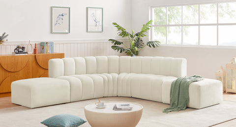 Briar Cream 146 Velvet Upholstered Modular Sectional, 6-Piece