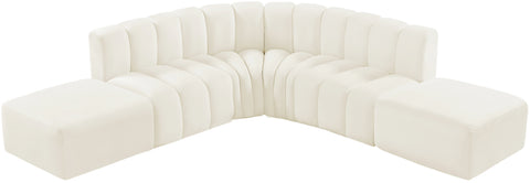 Briar Cream 146 Velvet Upholstered Modular Sectional, 6-Piece