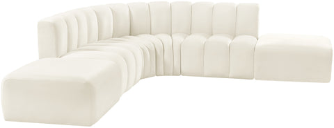 Briar Cream 146 Velvet Upholstered Modular Sectional, 6-Piece