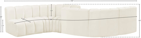 Briar Cream 145 Velvet Upholstered Modular Sectional , 6-Piece (Style 2)