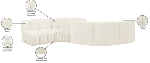 Briar Cream 145 Velvet Upholstered Modular Sectional , 6-Piece (Style 2)
