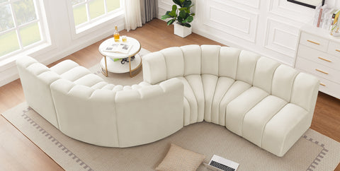 Briar Cream 145 Velvet Upholstered Modular Sectional , 6-Piece (Style 2)