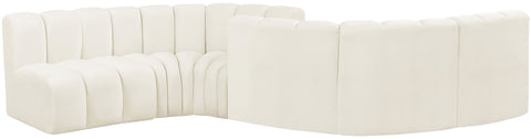 Briar Cream 145 Velvet Upholstered Modular Sectional , 6-Piece (Style 2)