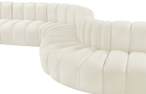 Briar Cream 145 Velvet Upholstered Modular Sectional , 6-Piece (Style 2)
