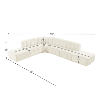 Zara Cream Velvet Modular Sofa S7A