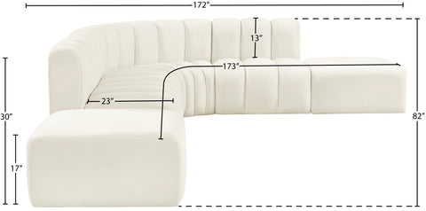 Briar Cream 172 Velvet Upholstered Modular Sectional, 7-Piece