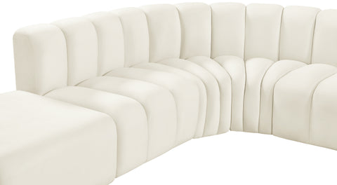 Briar Cream 172 Velvet Upholstered Modular Sectional, 7-Piece