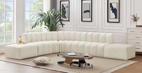 Briar Cream 172 Velvet Upholstered Modular Sectional, 7-Piece