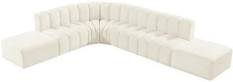 Briar Cream 172 Velvet Upholstered Modular Sectional, 7-Piece