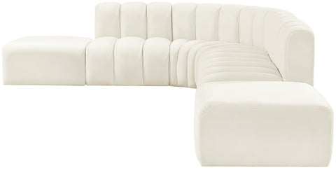 Briar Cream 172 Velvet Upholstered Modular Sectional, 7-Piece