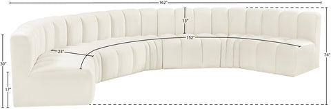 Briar Cream 162 Velvet Upholstered Modular Sectional, 7-Piece