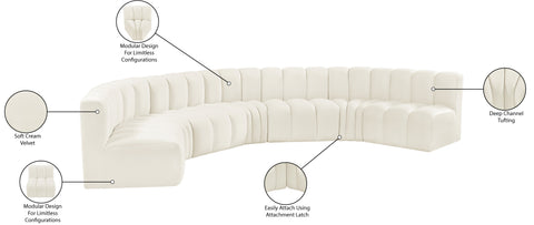Briar Cream 162 Velvet Upholstered Modular Sectional, 7-Piece
