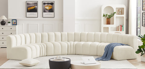 Briar Cream 162 Velvet Upholstered Modular Sectional, 7-Piece