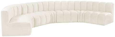 Briar Cream 162 Velvet Upholstered Modular Sectional, 7-Piece