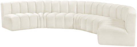 Briar Cream 162 Velvet Upholstered Modular Sectional, 7-Piece