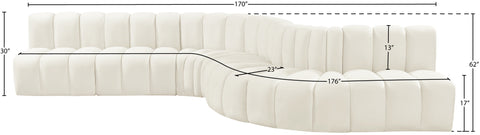 Briar Cream 170 Velvet Upholstered Modular Sectional, 7-Piece