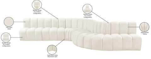 Briar Cream 170 Velvet Upholstered Modular Sectional, 7-Piece