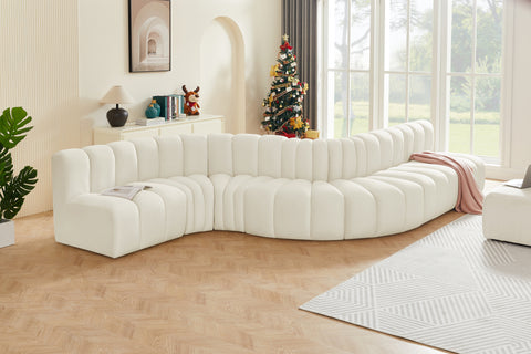 Briar Cream 170 Velvet Upholstered Modular Sectional, 7-Piece