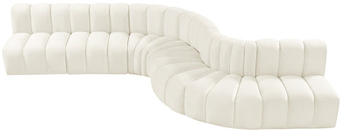 Briar Cream 170 Velvet Upholstered Modular Sectional, 7-Piece