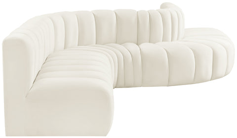 Briar Cream 170 Velvet Upholstered Modular Sectional, 7-Piece