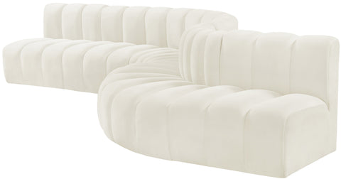 Briar Cream 170 Velvet Upholstered Modular Sectional, 7-Piece