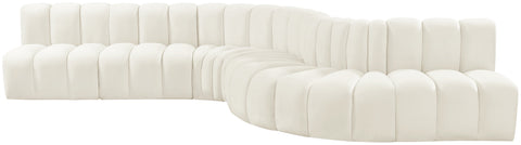 Briar Cream 170 Velvet Upholstered Modular Sectional, 7-Piece