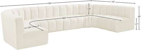 Briar Cream 150 Velvet Upholstered Modular Sectional, 8-Piece