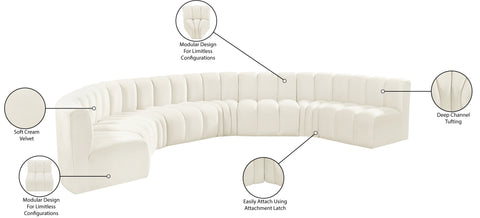 Briar Cream 150 Velvet Upholstered Modular Sectional, 8-Piece