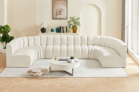 Briar Cream 150 Velvet Upholstered Modular Sectional, 8-Piece