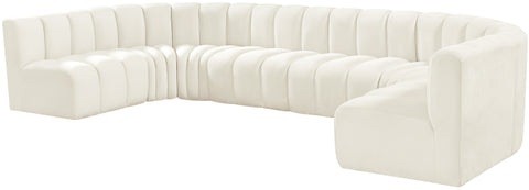 Briar Cream 150 Velvet Upholstered Modular Sectional, 8-Piece