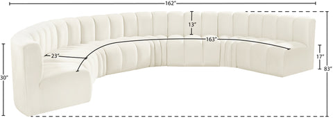 Briar Cream 162 Velvet Upholstered Modular Sectional, 8-Piece