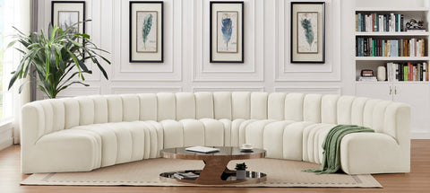 Briar Cream 162 Velvet Upholstered Modular Sectional, 8-Piece