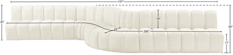 Briar Cream 197 Velvet Upholstered Modular Sectional, 8-Piece
